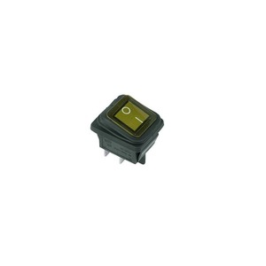 Выключатель клавишный Rexant 36-2363 250V 15А (4с) ON-OFF желтый с подсветкой ВЛАГОЗАЩИТА, 10шт