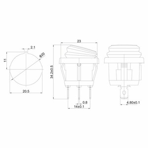 Выключатель клавишный круглый Rexant 36-2595 250V 6А (3с) ON-OFF красный с подсветкой ВЛАГОЗАЩИТА, 10шт