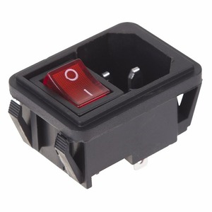 Выключатель клавишный Rexant 36-2270 250V 10А (4с) ON-OFF красный с подсветкой и штекером C14 3PIN, 10шт