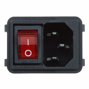 Выключатель клавишный Rexant 36-2270 250V 10А (4с) ON-OFF красный с подсветкой и штекером C14 3PIN, 10шт