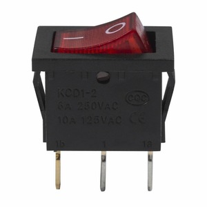 Выключатель клавишный Rexant 36-2165 24V 15А (3с) ON-OFF красный с подсветкой Mini, 10шт