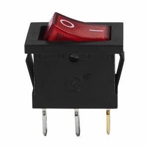 Выключатель клавишный Rexant 36-2165 24V 15А (3с) ON-OFF красный с подсветкой Mini, 10шт