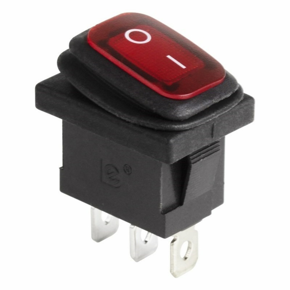 Выключатель клавишный Rexant 36-2175 250V 6А (3с) ON-OFF красный с подсветкой Mini ВЛАГОЗАЩИТА, 10шт