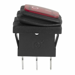 Выключатель клавишный Rexant 36-2175 250V 6А (3с) ON-OFF красный с подсветкой Mini ВЛАГОЗАЩИТА, 10шт