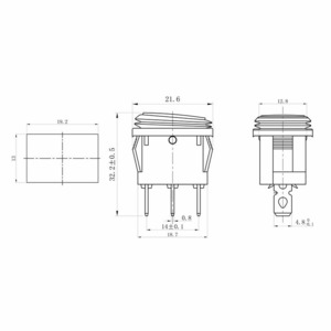 Выключатель клавишный Rexant 36-2175 250V 6А (3с) ON-OFF красный с подсветкой Mini ВЛАГОЗАЩИТА, 10шт