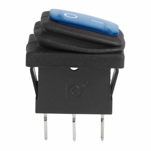 Выключатель клавишный Rexant 36-2176 250V 6А (3с) ON-OFF синий с подсветкой Mini ВЛАГОЗАЩИТА, 10шт