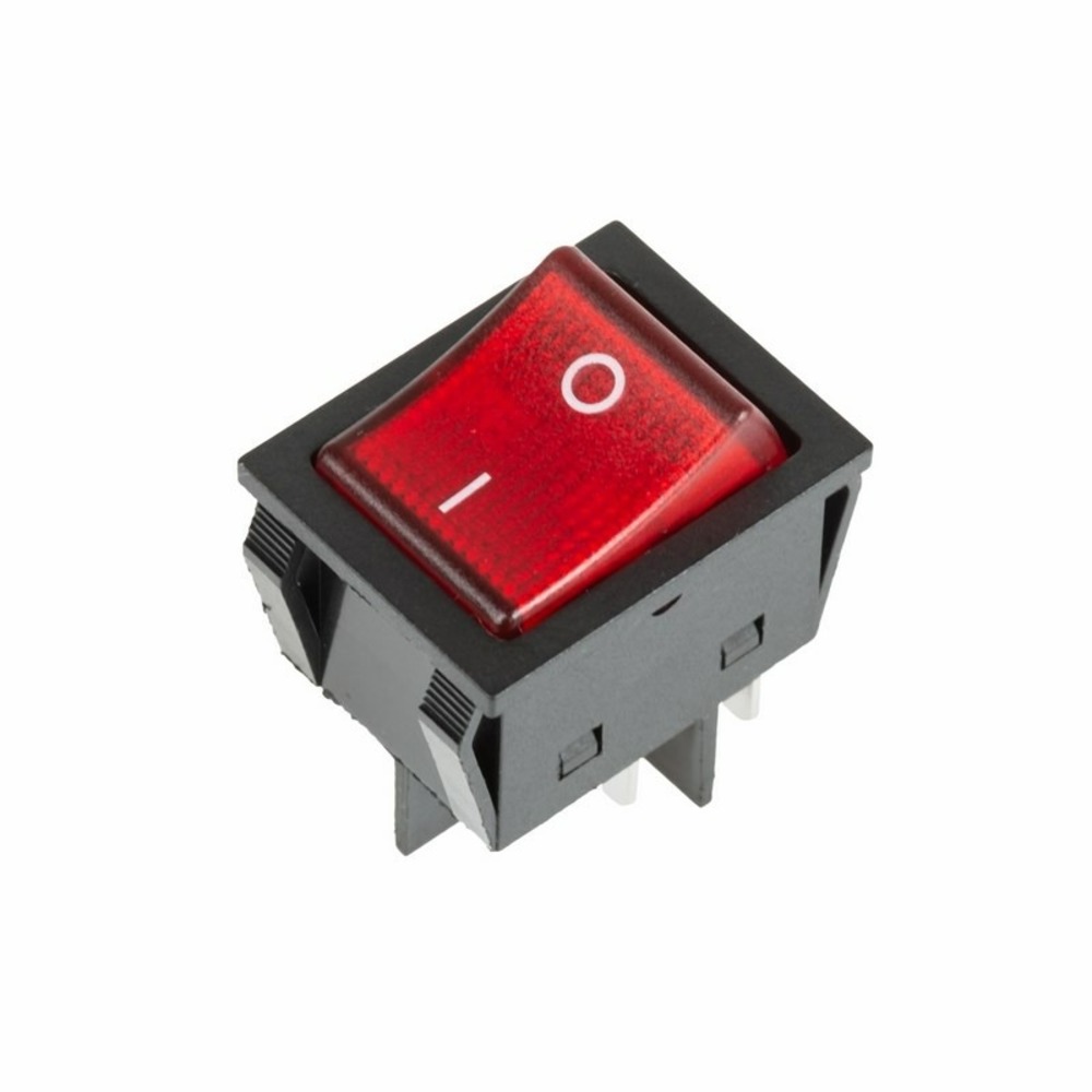 Выключатель клавишный Rexant 36-2343 250V 25А (4с) ON-OFF красный с подсветкой, 10шт