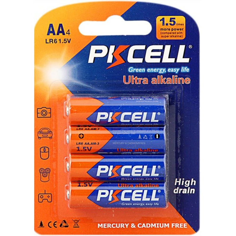 Батарейка PKCELL LR6-4B тип - AA 4 шт  в блистере