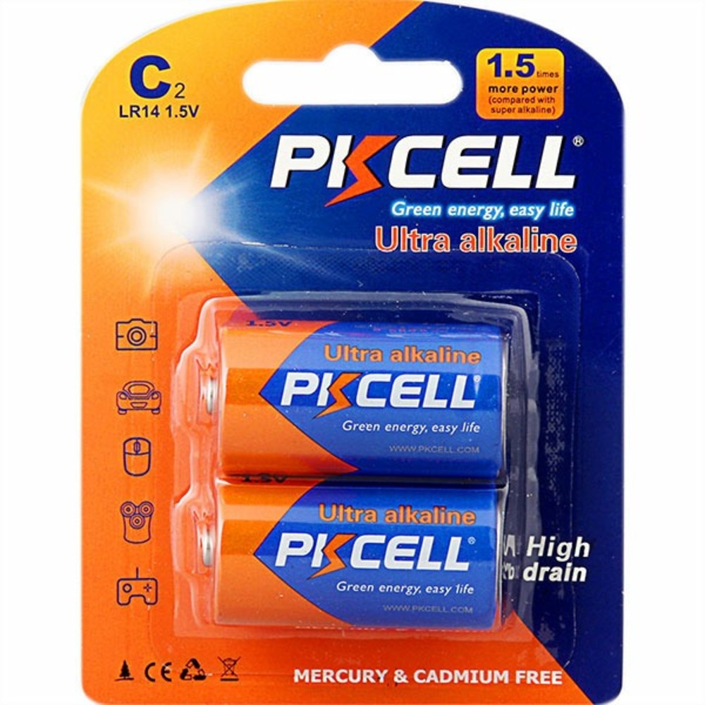 Батарейка PKCELL LR14-2B тип - C(LR14) 2 шт в блистере
