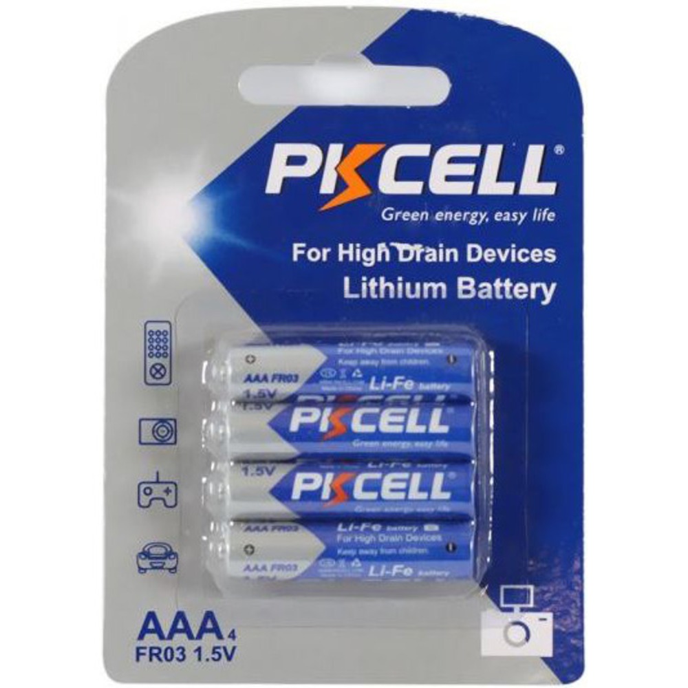 Батарейка PKCELL Li-Fe AAA-4B тип - AAA 4 шт в блистере