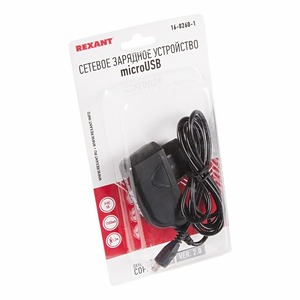 Сетевое зарядное устройство Rexant 16-0260-1 microUSB 220 В (СЗУ) (5 V, max: 1500 mA) шнур 1.2 м черное