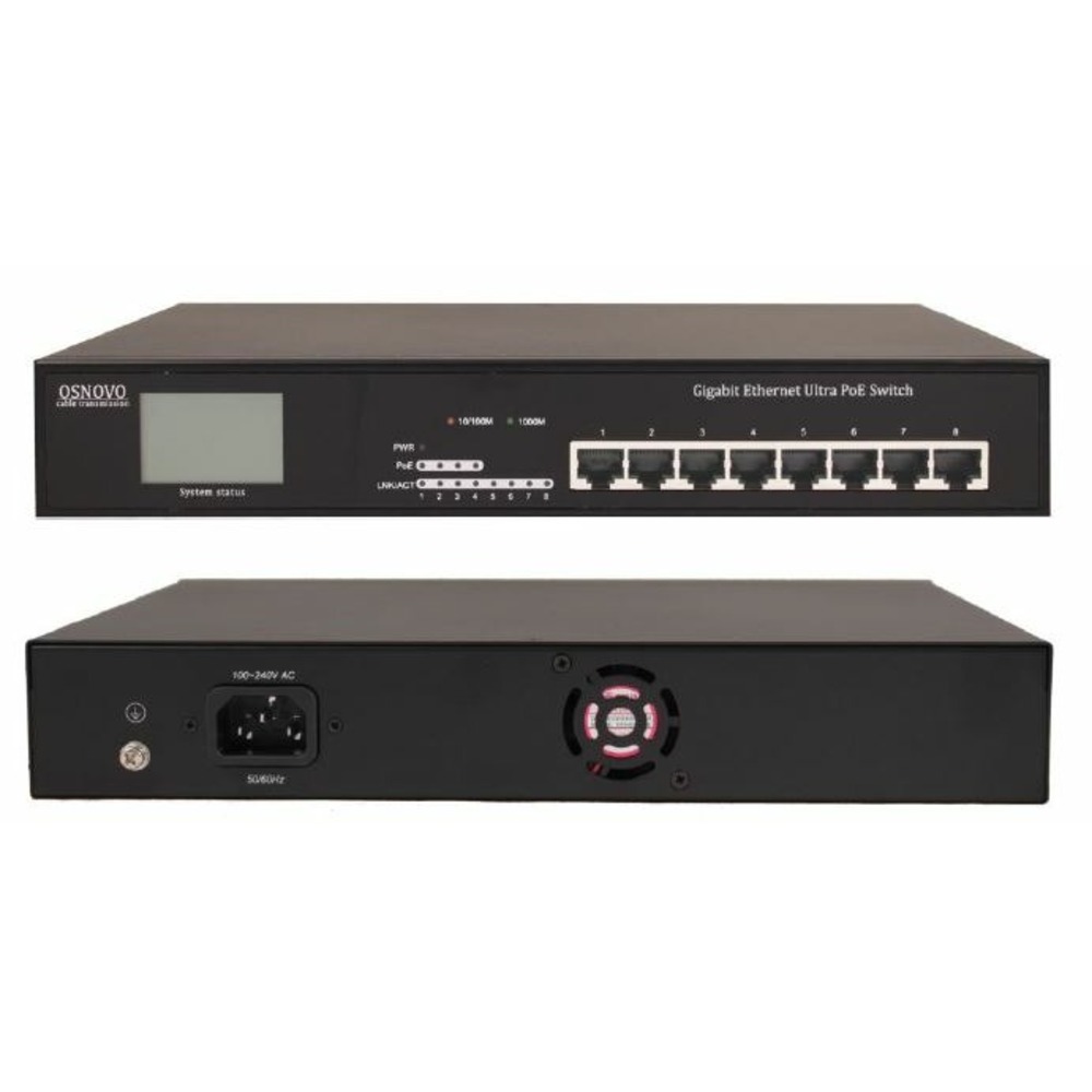 Коммутатор с измерением PoE Osnovo SW-8080/THE