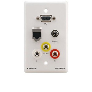 Установочная панель с разъемами RCA, S-Video, Аудио Kramer WAV-645/US(W)