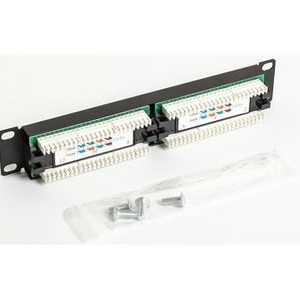 Патч-панель 10 Rexant 04-0025 1U, 12 портов RJ-45, категория 5e, UTP неэкранированная,черная