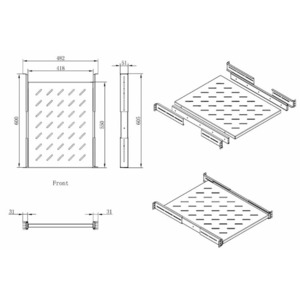Полка выдвижная для рэковых шкафов Hyperline SRVSH-600-RAL9005