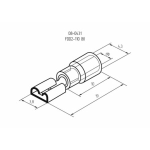 Клемма плоская изолированная Rexant 08-0431 3.8 мм 1.5-2.5 мм, 100шт.