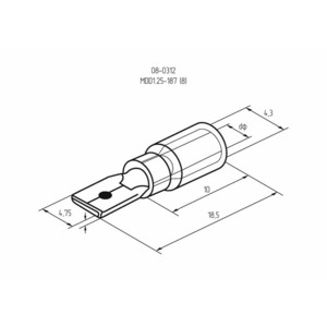 Клемма плоская изолированная Rexant 08-0312 4.8 мм 0.5-1.5 мм красная 100шт.