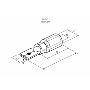 Клемма плоская изолированная Rexant 08-0313 6.3 мм 0.5-1.5 мм красная 100шт.