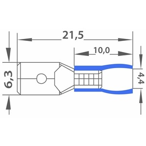 Клемма плоская изолированная Rexant 08-0333 6.3 мм 1.5-2.5 мм синяя 100шт.