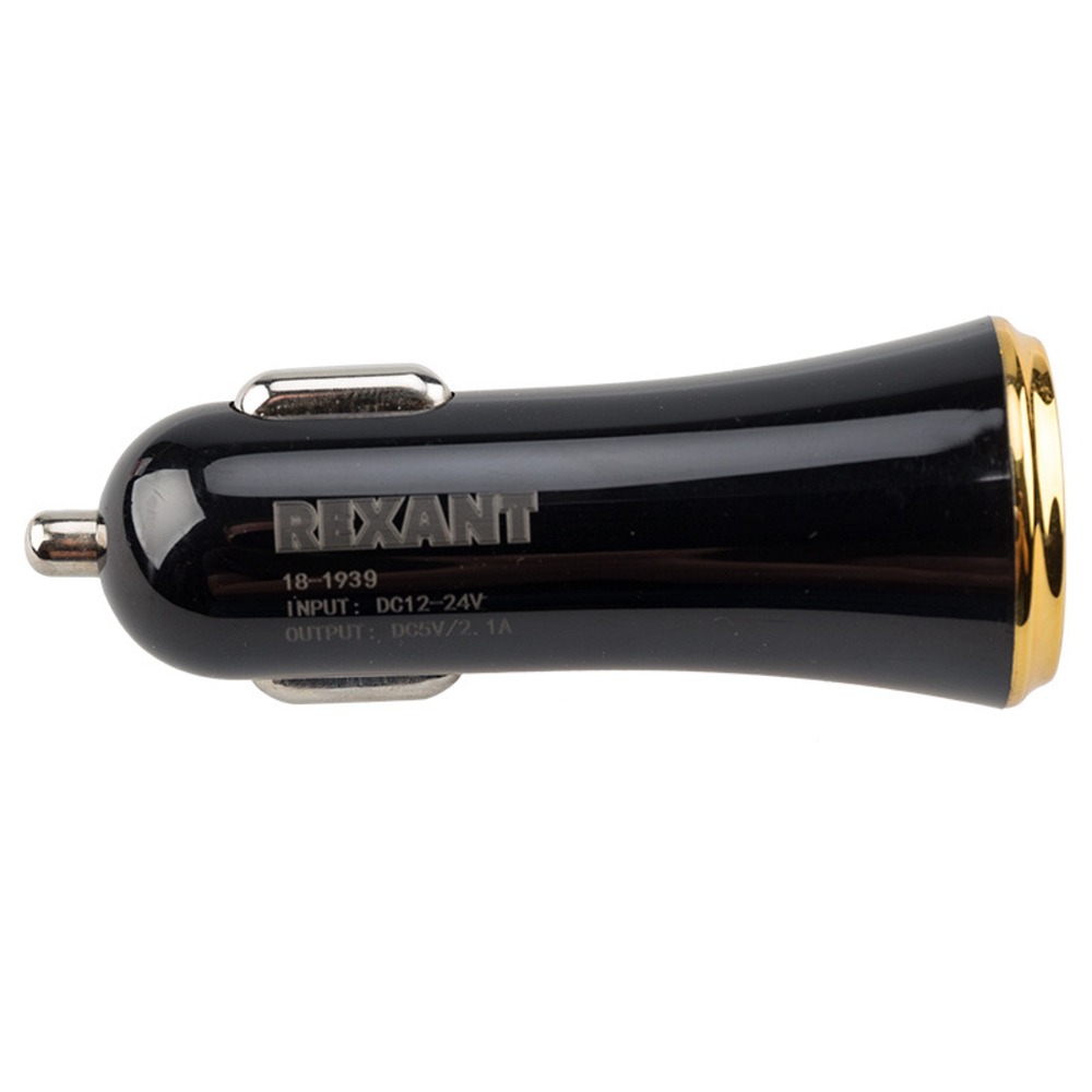 Автозарядка в прикуриватель Rexant 18-1939 2хUSB с индикацией (1000+2100 mA) черная