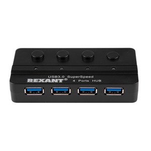 Разветвитель USB 3.0 Rexant 18-4132-9 на 4 порта с переключателями