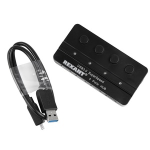 Разветвитель USB 3.0 Rexant 18-4132-9 на 4 порта с переключателями