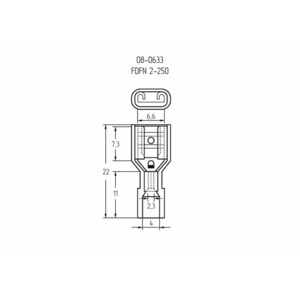 Клемма плоская полностью изолированная Rexant 08-0633 6.6 мм, 1.5-2.5 мм, 100шт.