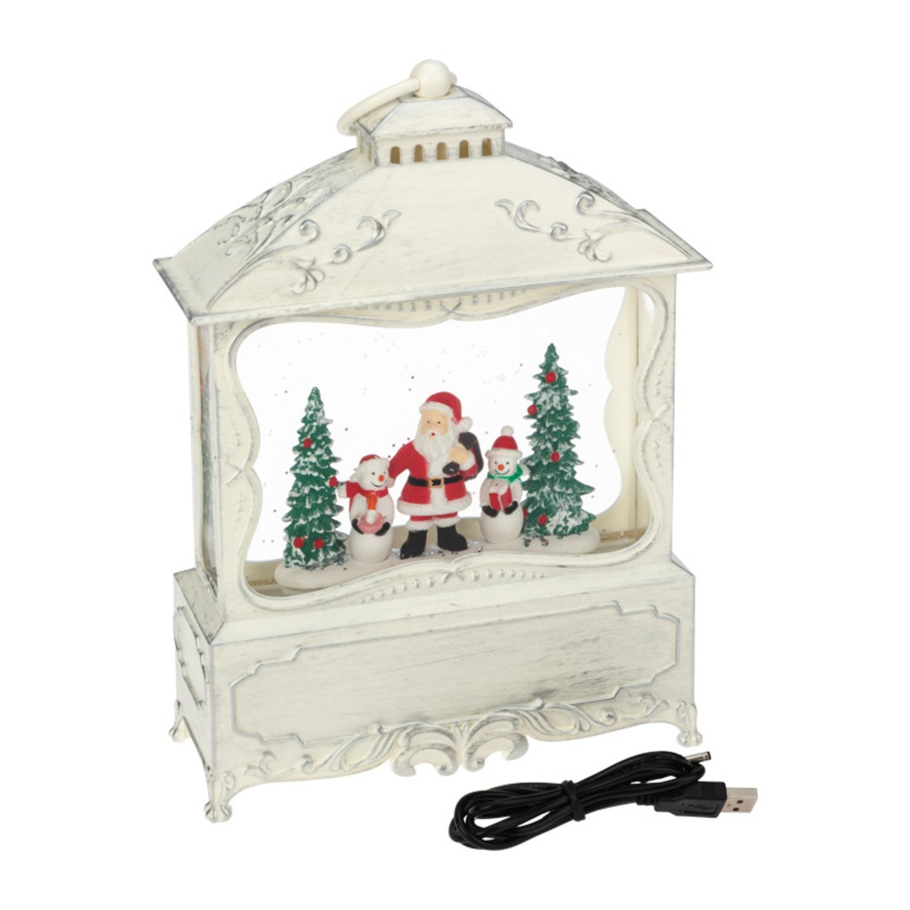 Декоративный фонарь Neon-Night 501-165 с эффектом снегопада и подсветкой «Рождественский лес», белый