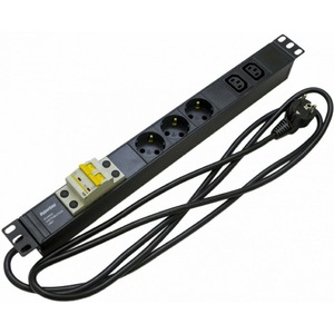 Блок розеток с автоматическим выключателем Hyperline SHE19-3SH-2IEC-B-2.5EU