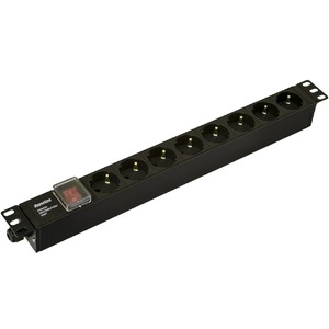 Блок розеток для 19" шкафов Hyperline SHE19-8SH-S-CB