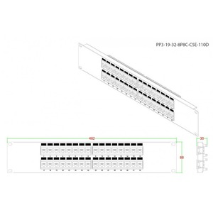 Патч-панель для рэковых шкафов Hyperline PP3-19-32-8P8C-C5E-110D
