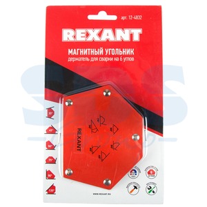 Магнитный угольник-держатель для сварки Rexant 12-4832 на 6 углов усилие 22,6 кг