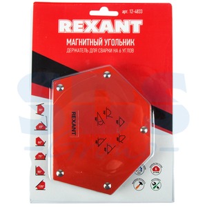 Магнитный угольник-держатель для сварки Rexant 12-4833 на 6 углов усилие 34 кг