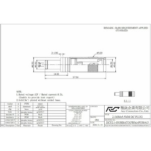 Разъем DC Aec Connectors DCP-2.1 Gold