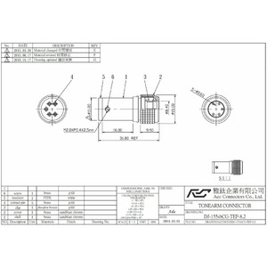 Разъем DIN (Папа) Aec Connectors DJ-155 Gold