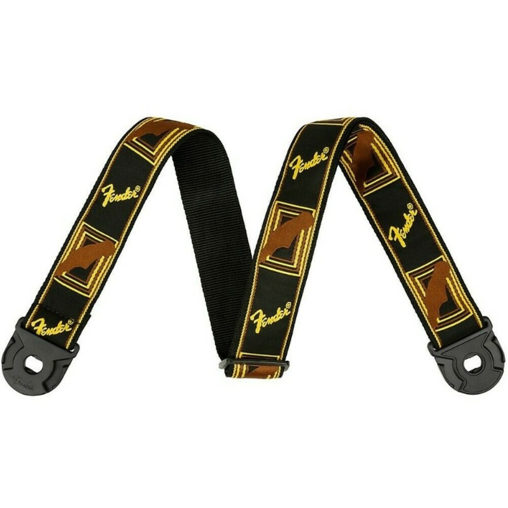 Ремень для гитары Fender Quick Grip Locking End Strap Black/Yellow & Brown Monogram 2
