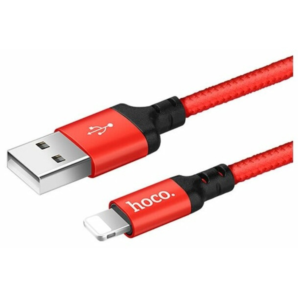 USB Ligntning кабель hoco 6957531062899 X14, черно-красный 2.0m