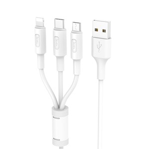 USB TypeC/Lightning/Micro кабель hoco 6957531080176 X25 (3 в 1), белый 1.0m