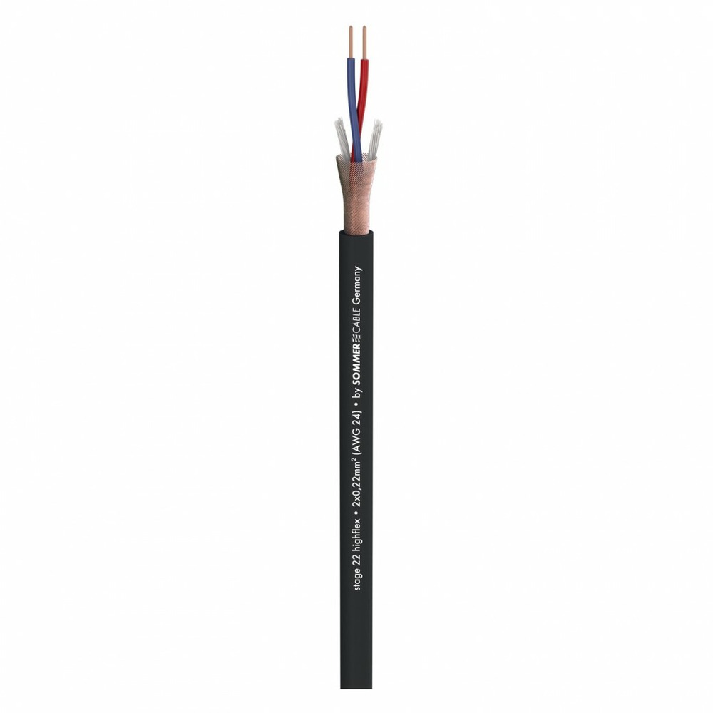 Кабель микрофонный на катушках Sommer Cable 200-0001-200 Stage 22 Highflex Black 200.0m