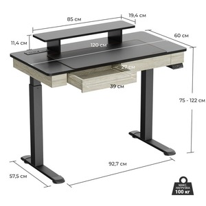Стол для компьютера c электрической регулировкой по высоте и двумя ящиками Eureka ERK-ED-I47-OG