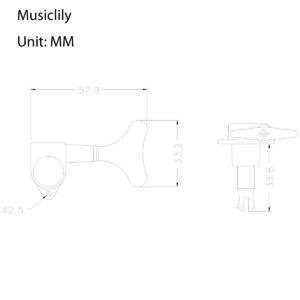 Комплект колков для 4-струнной бас-гитары Musiclily M176-2M177-2