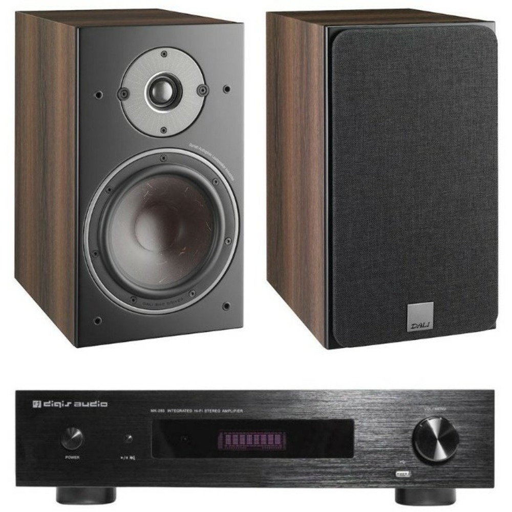 Комплект стерео системы Digis AUDIO MK-285 + DALI OBERON 3 темный орех