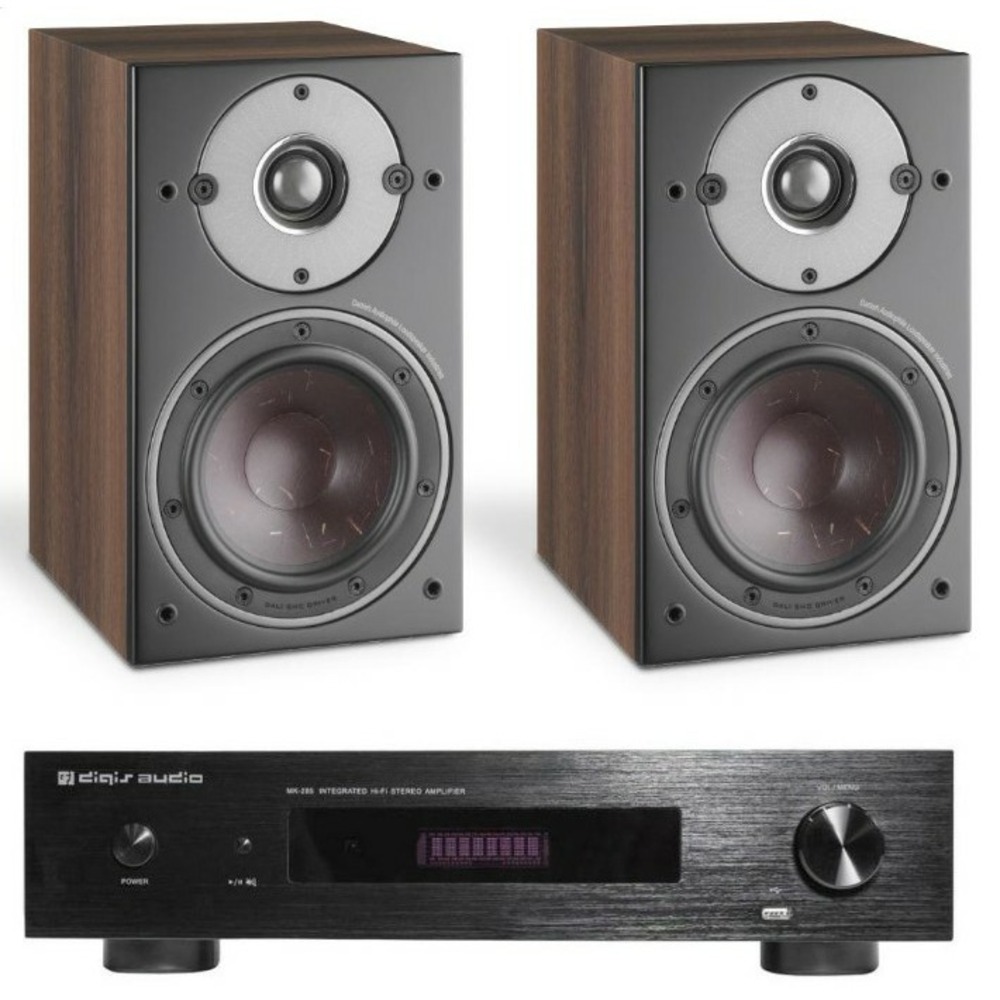Комплект стерео системы Digis AUDIO MK-285 + DALI OBERON 1 темный орех
