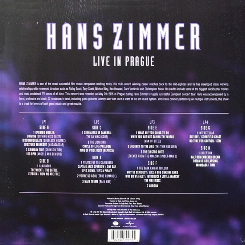 Пластинка LP Hans Zimmer - Live In Prague (Purple Vinyl)
