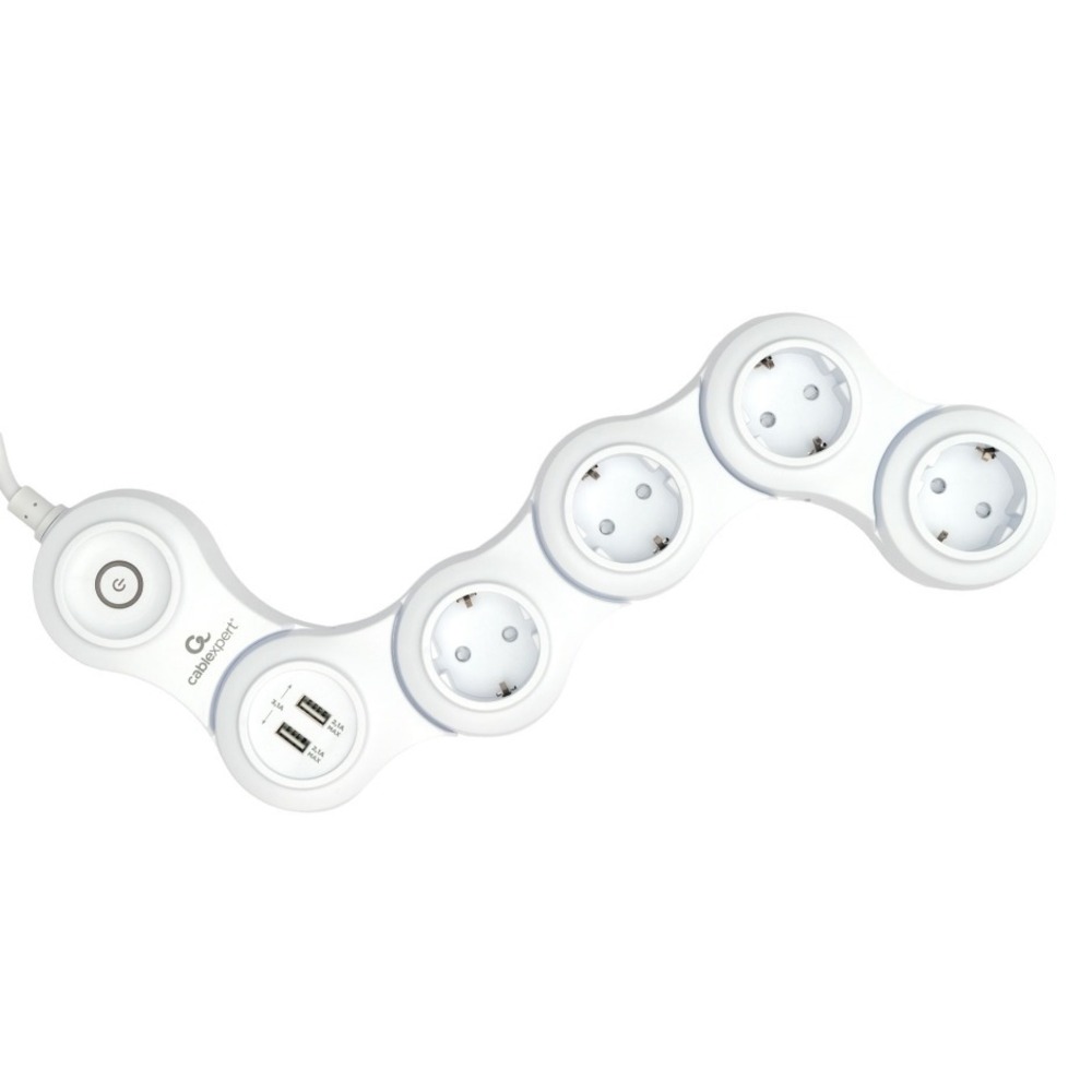 Сетевой фильтр Cablexpert SNK-4-U2-W-2 2.0m