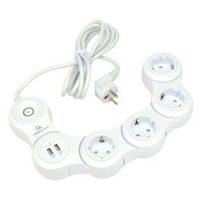 Сетевой фильтр Cablexpert SNK-4-U2-W-2 2.0m