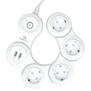 Сетевой фильтр Cablexpert SNK-4-U2-W-2 2.0m