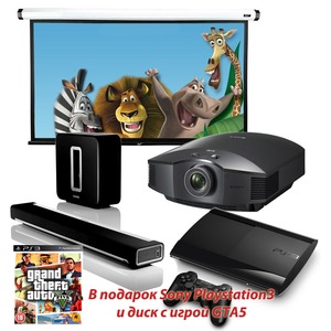 Домашний кинотеатр Sonos Playbar + Sub + Sony VPL-HW50ES/B + EliteScreens Home100IWH2