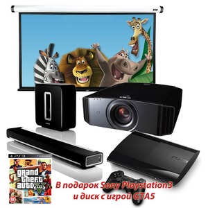 Домашний кинотеатр Sonos Playbar + Sub + JVC DLA-X35 + EliteScreens Home100IWH2