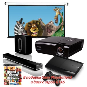 Домашний кинотеатр Sonos Playbar + Sub + Vivitek D952HD + EliteScreens Home100IWH2